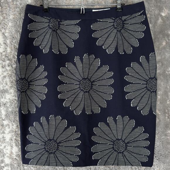 Boden Size 12 Floral Garden Party Skirt A-Line Stretch Cotton Blend Navy - Picture 1 of 9